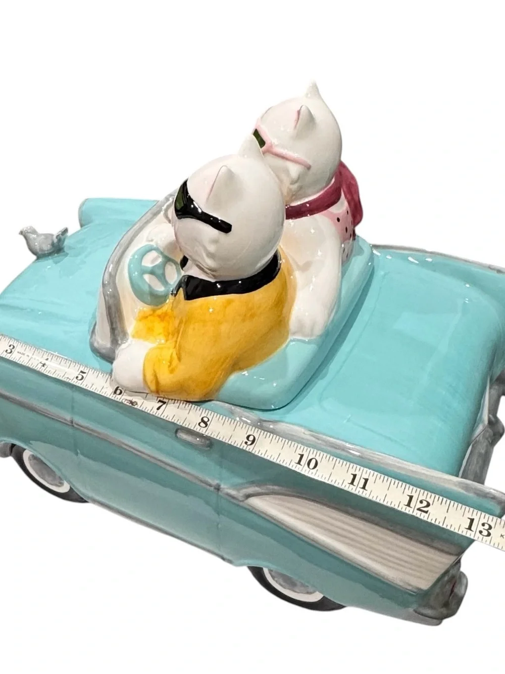 VTG 1997 Clay Art Collectible 1957 Chevy Cruisin’ Cats Ceramic Cookie Jar In Box